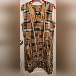 Vtg BURBERRYS' 100% Wool Nova Check Plaid Liner Vest Gilet US 4 6 Long